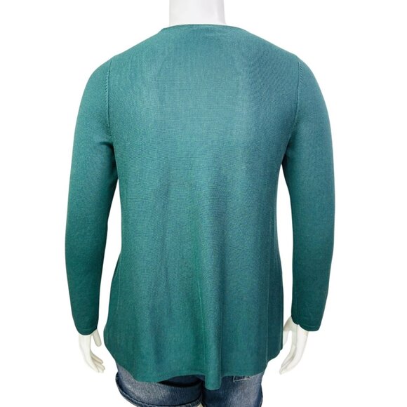 Eileen Fisher Womens Tencel Silk Round Neck Sweater Pine Green Pullover Size L - Picture 6 of 12